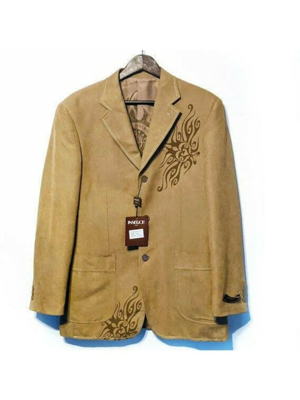 Inserch Limited Edition Men's Tan Tribal Embroidered Blazer Sport Coat M NWT
